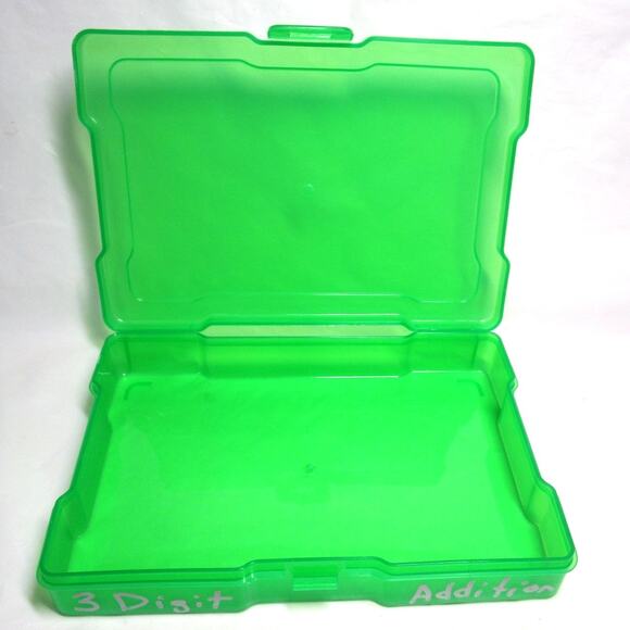 Bright Creations Three Green Storage Boxes Plastic Transparent Snap Lid 4x6 Ins - Picture 1 of 3